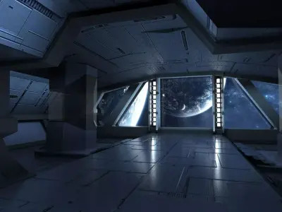 scifi sci fi blender interior corridor hallway futuristic pbr  3D model