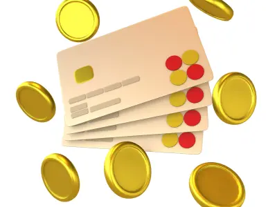 Credit Cards Floating Gold Coins Icon v1 002 Low-poly 3D model