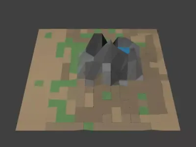 Low Poly Savanna mountain in minecraft Low-poly 3D model