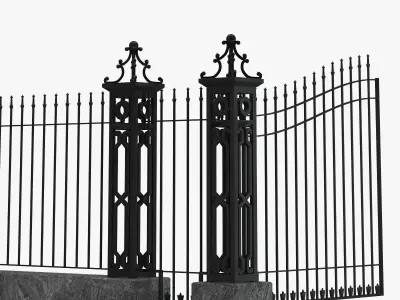 Fence Railing Gate street Park 3D model