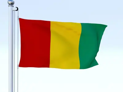 Animated Guinea Flag Low-poly 3D model
