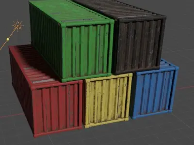 5 Shipping-Containers Free low-poly 3D model