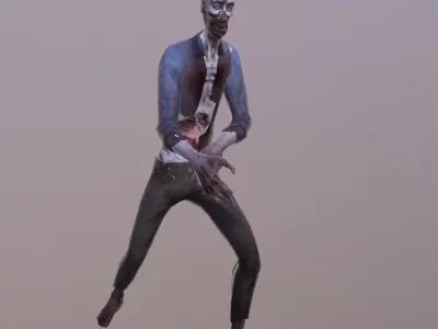 Zombie Low poly with 7 animations Low-poly 3D model