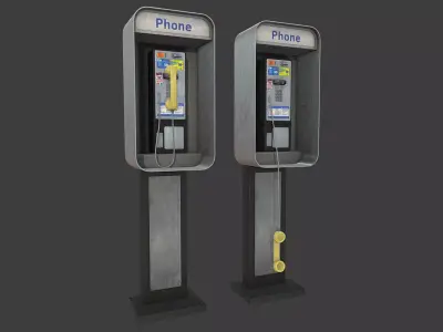 Phonebooth two pay phones Low-poly 3D model
