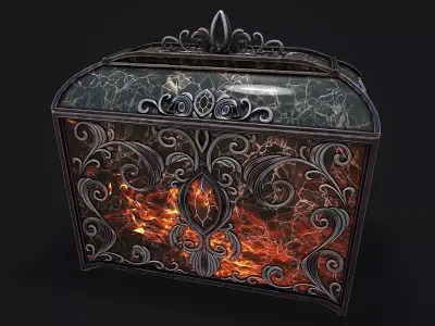 Fantasy Chest game ready 3d model Low-poly 3D model
