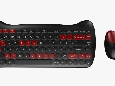 Wireless Keyboard Mouse Set Night Black Version  3D model