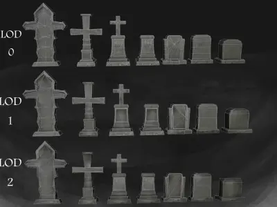 Headstone headstones Low-poly 3D model