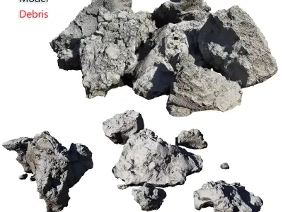Debris rock Low-poly 3D model