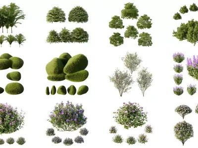 Excellent collection of plants Bush  400 Different Models 3D Model Pack