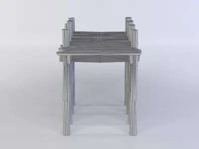 Wooden dock Low-poly 3D model