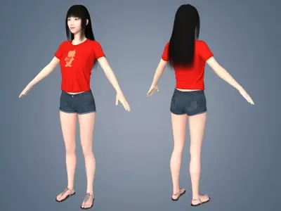 Girl Rigged 3D model Low-poly 3D model