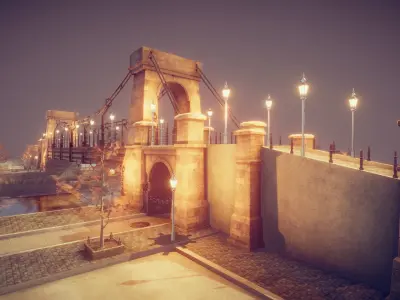 Gate Bridge Low-poly 3D model