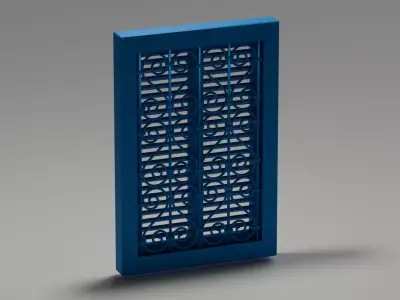 Tunisian Blue Wooden Window with Wrought Iron Swirls Free 3D model