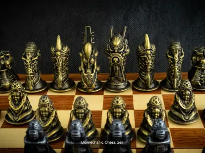 Biomechanic chess set collection 3D Model Pack