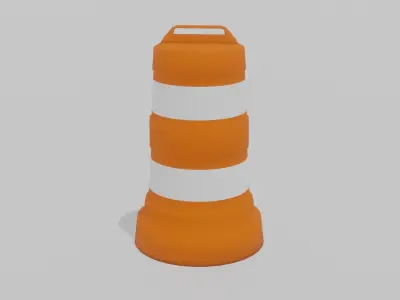 Traffic Barrel Low-poly 3D model