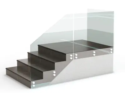 Railings stainless steel stair railing 3D model