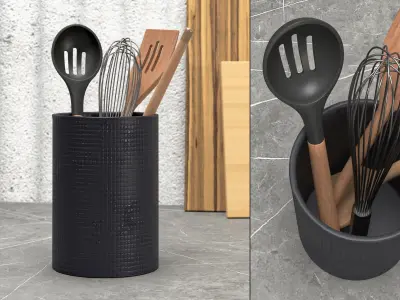 Matte Black Utensil Holder 3D model