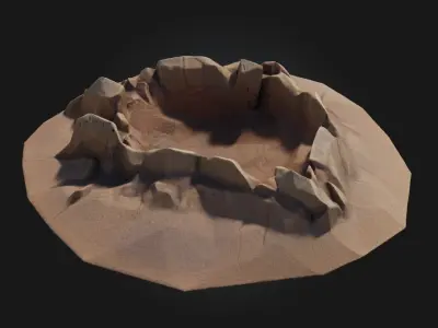 Cratered Impact  Frozen Moment of Celestial Destruction 3D model