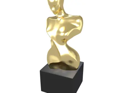 Abstract Woman Half Body Shape Sculpture v2 001 Low-poly 3D model