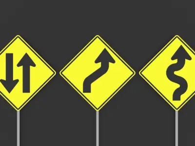 Traffic signs no textures Low-poly 3D model