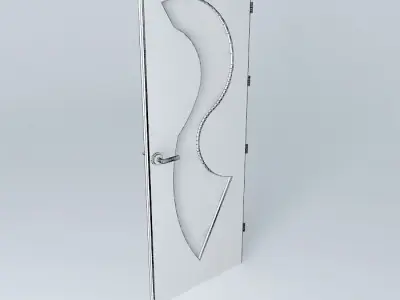 Letter S 3D door very detail with glass lock and hinger Free 3D model