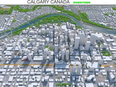 Calgary Downtown Canada Low-poly 3D model