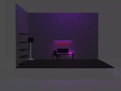 setup room with lighting and desk 3D model