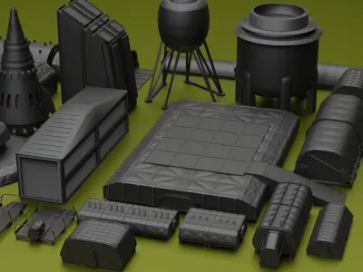 3D Sci-Fi Space Assets kit 3D model