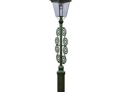 Green Antique Ornamental Street Lamp Low Poly PBR Low-poly 3D model