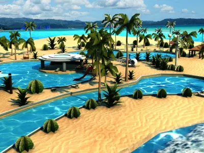 Beach resort in oasis 3D model