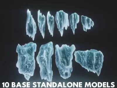 40 Low poly Ice Cave Modulars - 231219 Low-poly 3D model