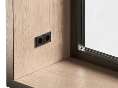 Window with wide slopes with sockets Perforated window sill 3D model