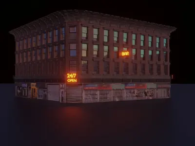  Detailed Building  Low-poly 3D model