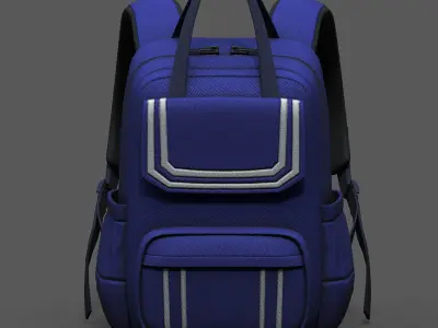 Backpack Camping bag baggage pockets  Low-poly 3D model