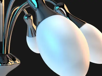Chandelier modern with six bulbs 3D model