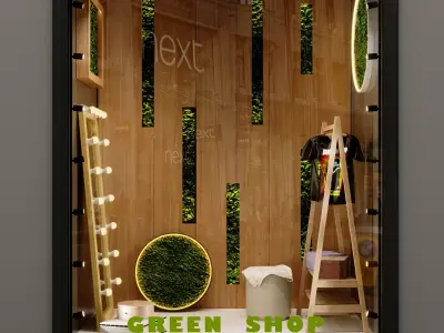 Green Shop Window 3D model