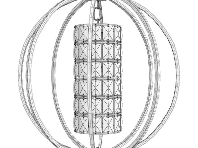 3 Light Chrome Finish 24 Globe Orb Chandelier Low-poly 3D model