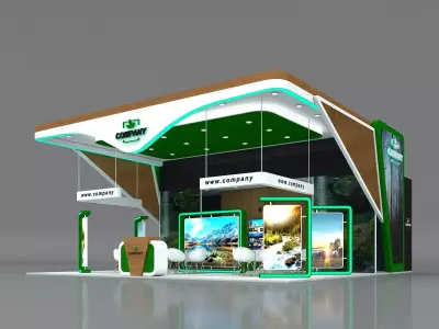 Booth Exhibition Stand Stall 10x10m Height 500 cm 3 Side Open 3D model