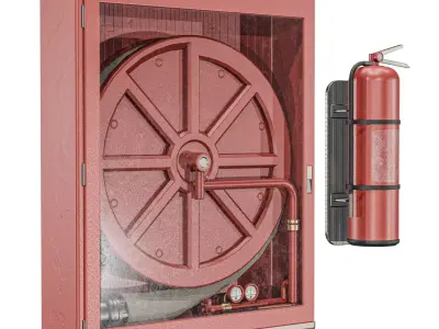 Wall Mounted Fire Hose  Low-poly 3D model