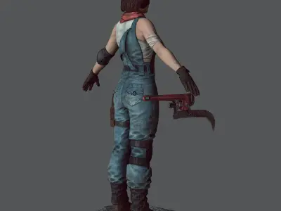 Mechanic girl Zombie killer Low-poly 3D model