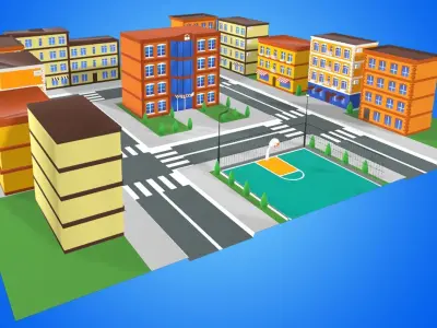 Basketball Court Low-poly 3D model