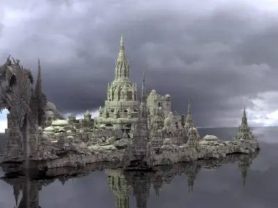 Gondorian inspired fortress city 1 kitbash  3D model