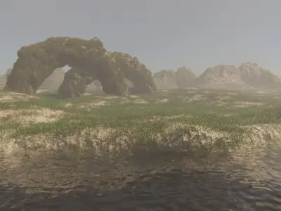 Pond side scene landscape 3D model