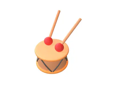 Cartoon Drum v1 002 Low-poly 3D model