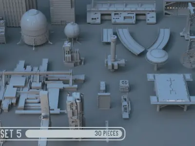 Scifi dressing kitbash set 5 Low-poly 3D model