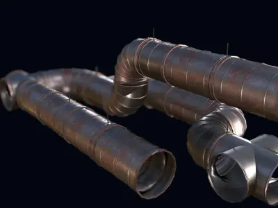 Airduct Rust Pipe Low-poly 3D model