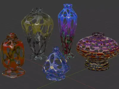 5 peculiar vases Free 3D model
