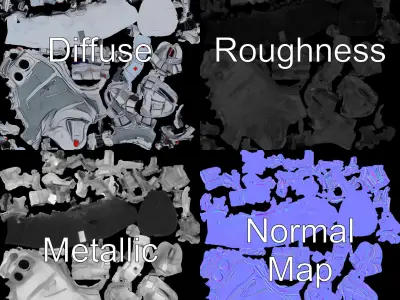 Futuristic Robotic Glove Model Pack Low-poly 3D model