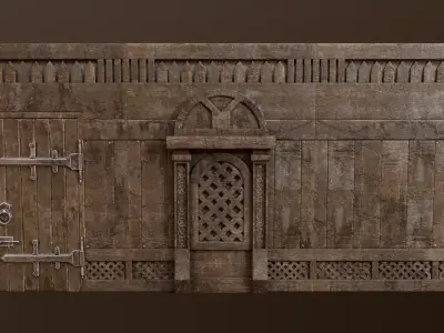 Medieval Modular Wall and Door Pack Game Ready Low-poly 3D model