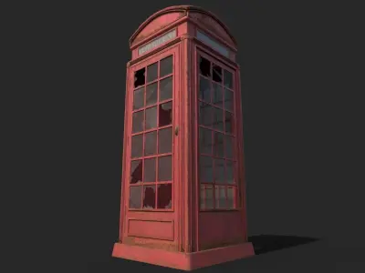 Old Telephone Booth 3D model